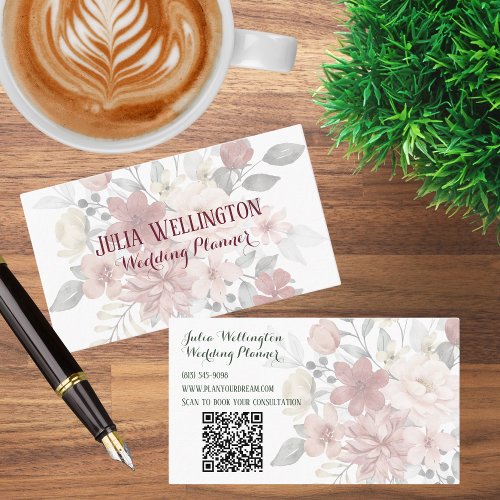 Bohemian Wildflower Bouquet with QR Code Business Card