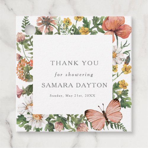 Bohemian Wildflower Butterfly Thank You Favor Tags