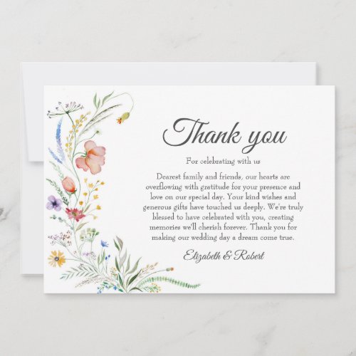 Bohemian Wildflower Meadow Wedding Thank You Card