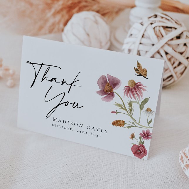 Bohemian Wildflower Thank You Card  (Creator Uploaded)
