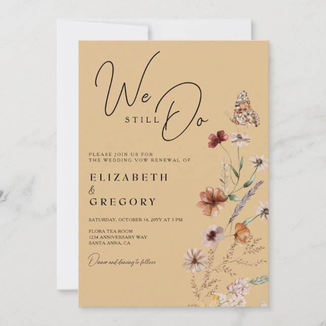 Bohemian Wildflower We Still Do Vow Renewal Invitation (Front)