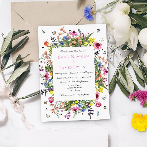 Bohemian Wildflower Wedding Invitation