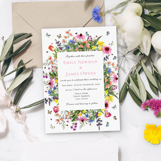 Bohemian Wildflower Wedding Invitation | Zazzle