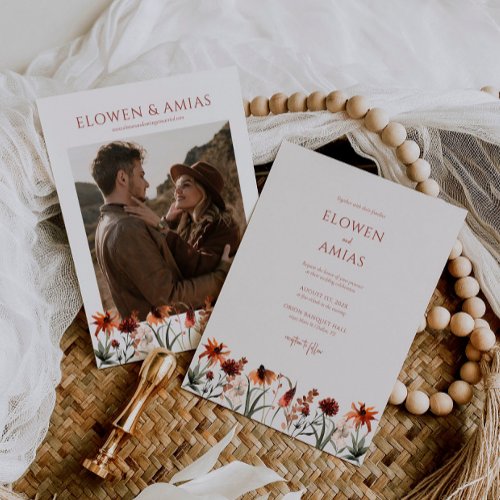 Bohemian Wildflower Wedding Invitation