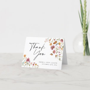 Bohemian Wildflower Wedding Thank You Card