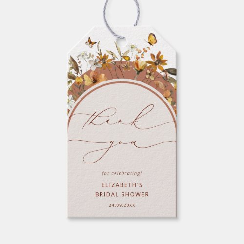 Bohemian Wildflowers Arch Bridal Shower Gift Tags