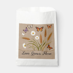 Bohemian Wildflowers, butterflies, wheat stalks Favor Bag
