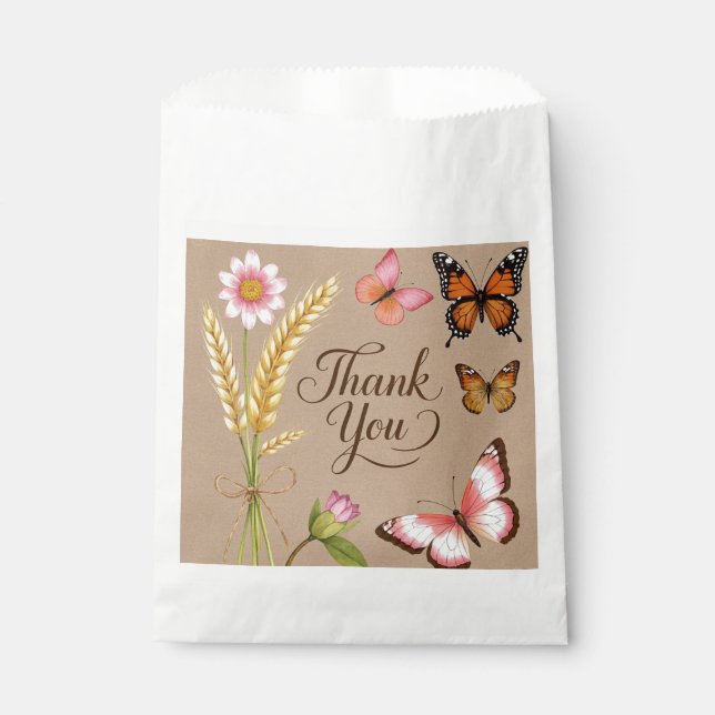 Bohemian Wildflowers, butterflies, wheat stalks Favor Bag (Front)