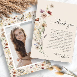 Bohemian Wildflowers Graduation Thank You Card