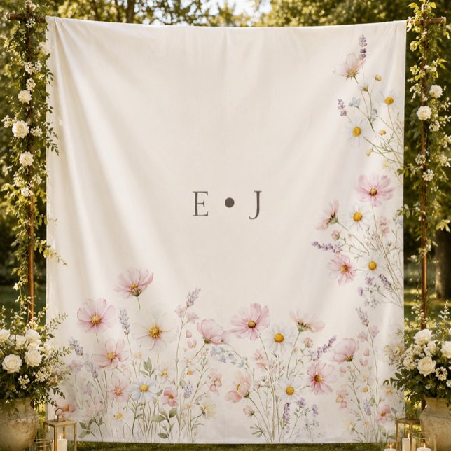 Bohemian Wildflowers Monogram Wedding Backdrop (Bohemian Wildflowers Monogram Wedding Backdrop)