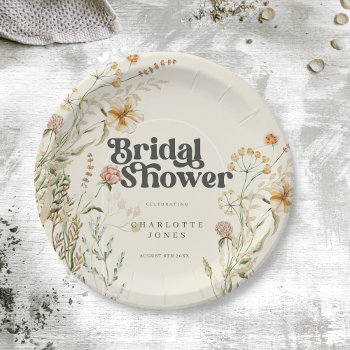 Bohemian Wildflowers Photo Arch Bridal Shower Paper Plates by thebusinessbunny at Zazzle