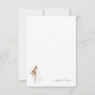 Bohemian Wispy Floral Bridal Shower Blank Thank You Card