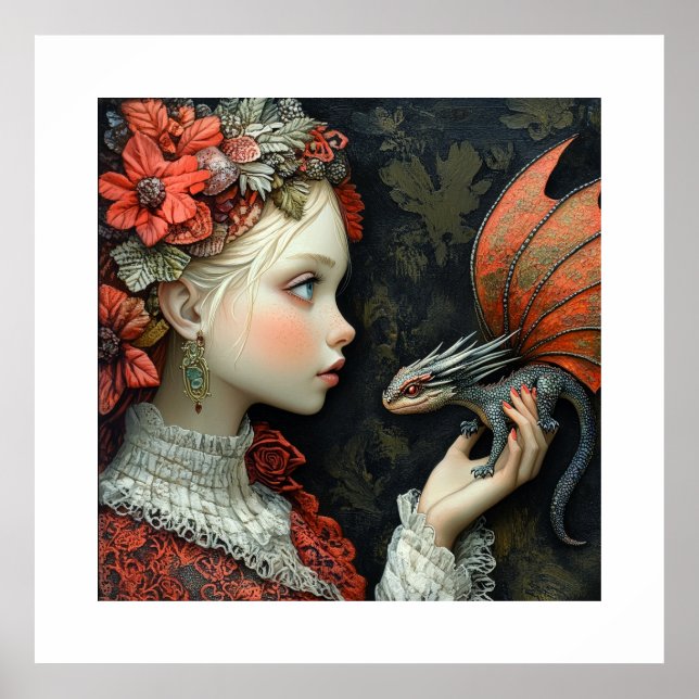Bohemian Woman with a Tiny Dragon in her Hand Poster (Front)