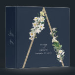 Bohemian Wood Pyramid Florals Blue Wedding Album 3 Ring Binder<br><div class="desc">A beautiful bohemian style rustic wood pyramid with white watercolor florals cascading on the side and a blue background. A unique design that uses vintage white watercolor botanicals on a bohemian triangle structure. A charming white floral design with rustic and geometric features and elegant script typography. An elegant wedding album...</div>