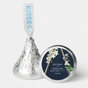 Bohemian Wood Pyramid White Florals Blue Wedding Hershey®'s Kisses®