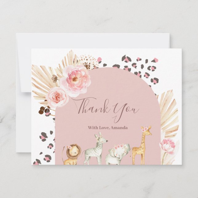 Bohemian Woodland animals Thank You Card (Front)