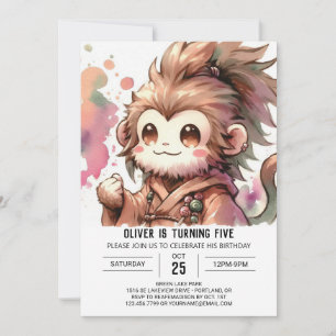 Bohemian Woodland Monkey Birthday Invitation