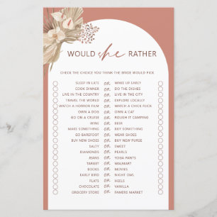 Bohemian would she rather bridal shower game