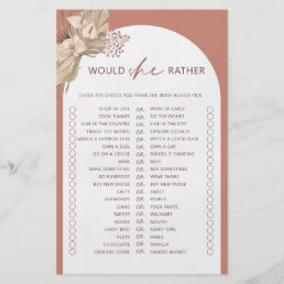 Bohemian would she rather bridal shower game flyer