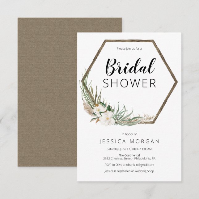 Bohemian Wreath Bridal Shower Invitation Card (Front/Back)
