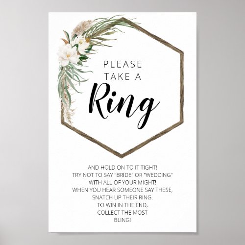 Bohemian Wreath Bridal Shower Ring Game Poster