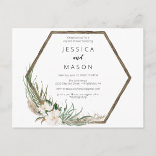 Bohemian Wreath Couples Shower Invitation Postcard