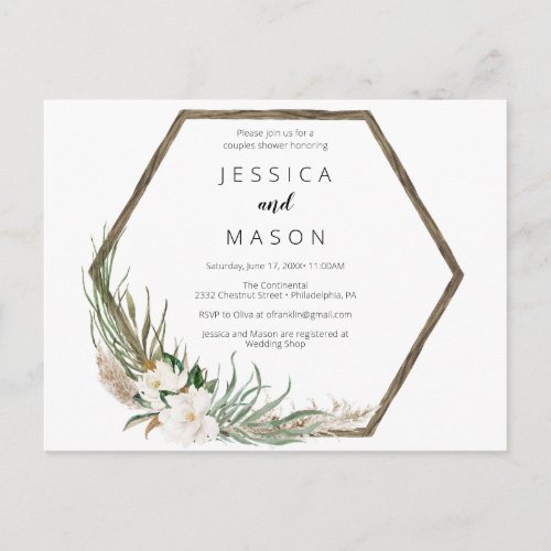 Bohemian Wreath Couples Shower Invitation Postcard