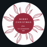 Bohemian Wreath Holiday Classic Round Sticker<br><div class="desc">Bohemian Chic rustic leafy line-art wreath,  holiday stickers in rustic red.</div>