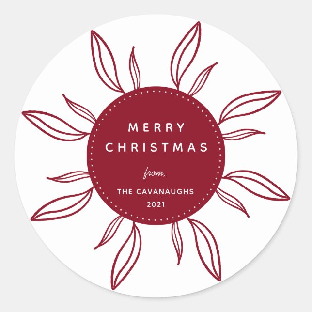 Bohemian Wreath Holiday Classic Round Sticker (Front)