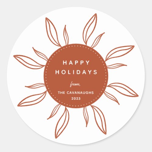 Bohemian Wreath Holiday Classic Round Sticker