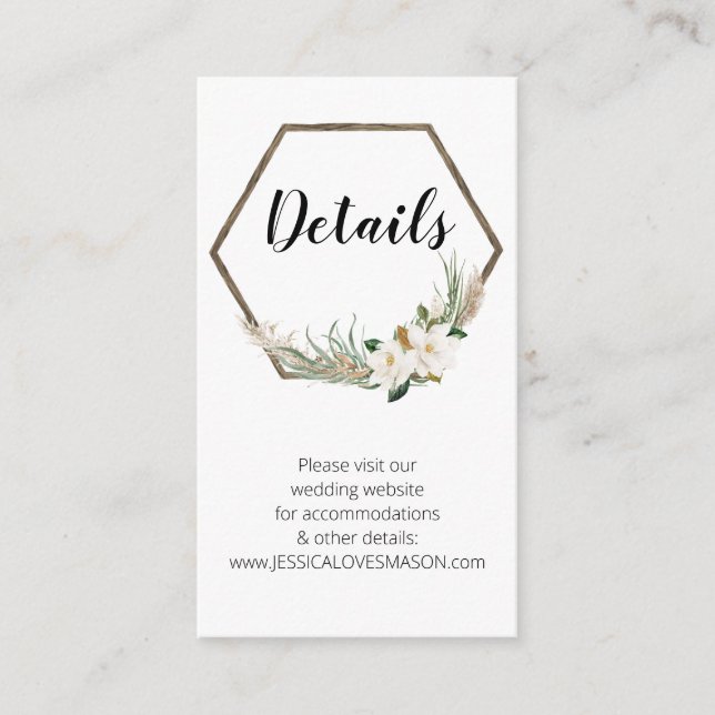 Bohemian Wreath Wedding Website Insert Card (Front)