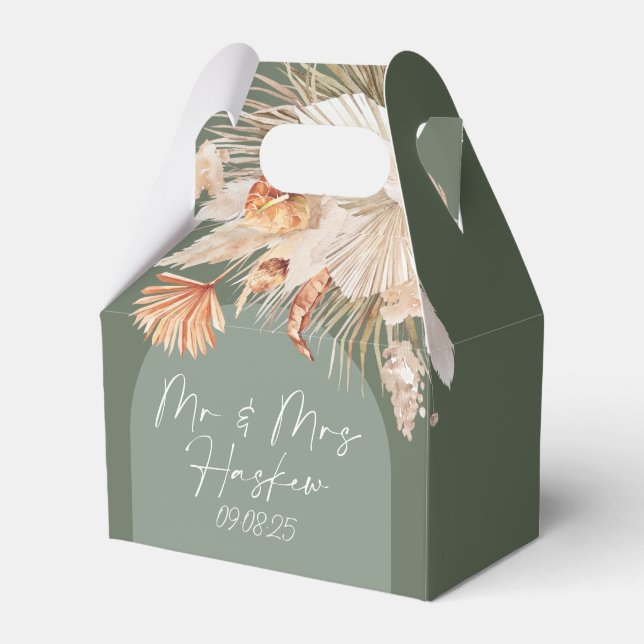 Bohenian boho rust sage green wedding Haskew Favor Boxes (Front Side)
