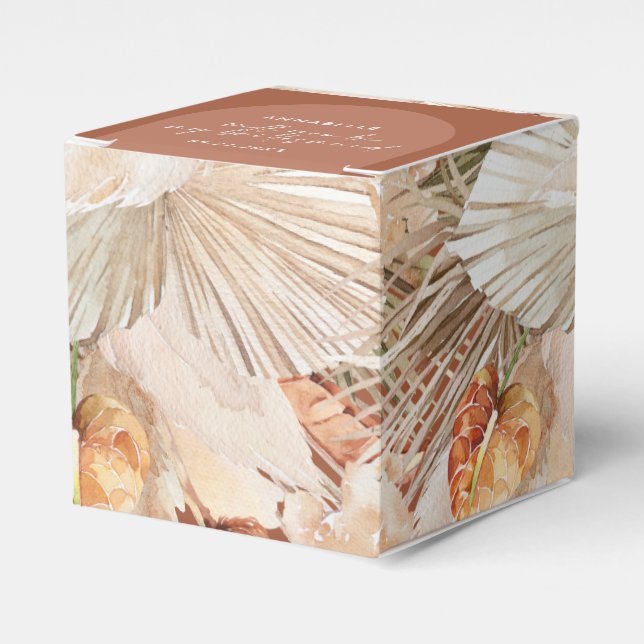 Bohenian boho rust terracotta wedding favor box (Front Side)