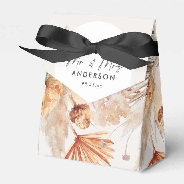 Bohenian boho rust terracotta wedding favor box (Front Side)