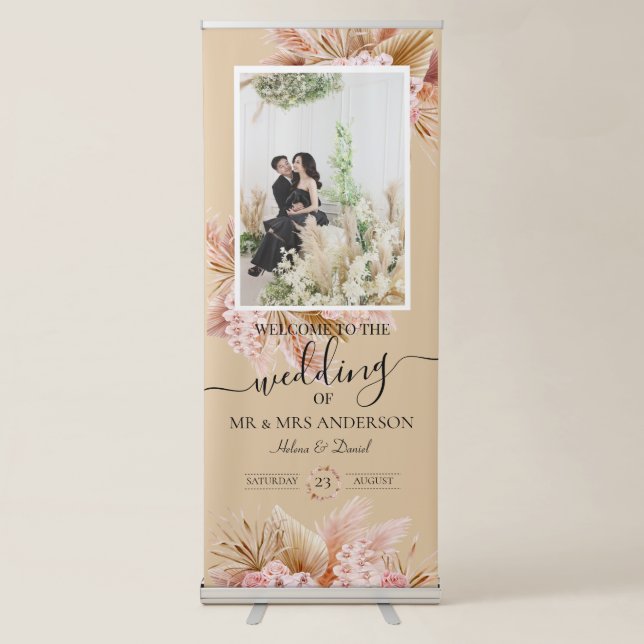 Bohenian boho rust terracotta wedding Welcome Retractable Banner (Front)