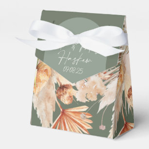 Bohenian boho sage green wedding favor boxes