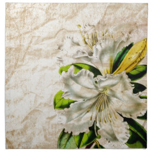bohmeian french botanical art butterfly white lily napkin