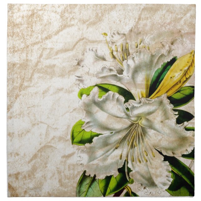bohmeian french botanical art butterfly white lily napkin (Front)