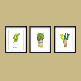Boho 18x24 Cactus Watercolor Southwestern Nursery Wall Art Sets