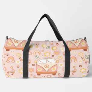 boho 1960s hippie peace van duffle bag