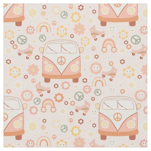 boho 1960s hippie peace van fabric