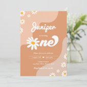 Boho 1st Birthday Daisy Floral Groovy 70's Party Invitation (Standing Front)