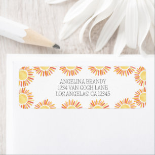 Boho 1st Birthday Party Sunshine Watercolor Label