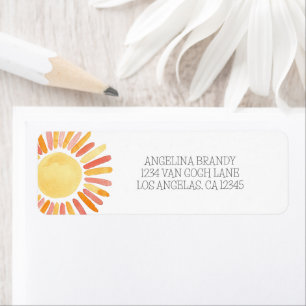 Boho 1st Birthday Party Sunshine Watercolor Label