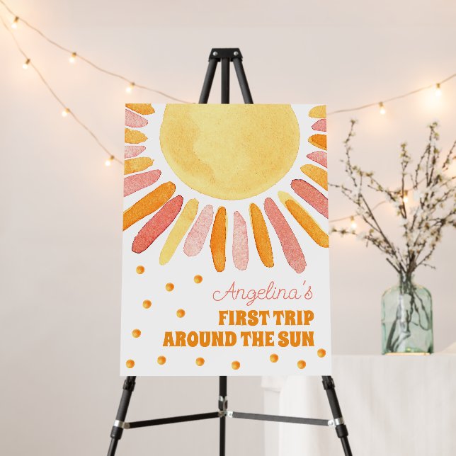 Boho 1st Trip Around the Sun Birthday Welcome Sign (In Situ (Stand))