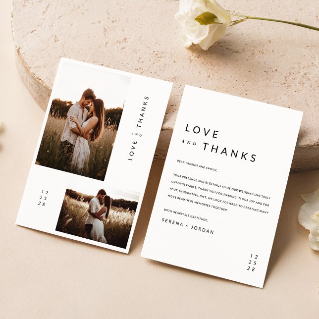 Boho 2 Photo Wedding Thank You Card (Creator Uploaded)