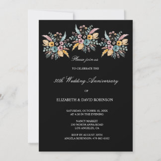 Boho 50th anniversary wedding anniversary  invitation