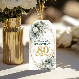 Boho 80th Birthday Botanical Green Tag