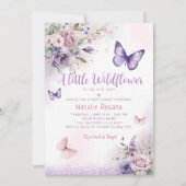 Boho A Little Butterfly Floral Girl Baby Shower Invitation 