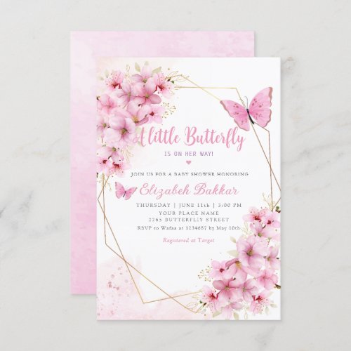 Boho A little Butterfly is on her way Baby Shower Invitation